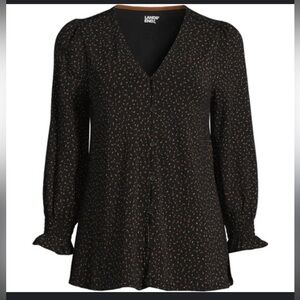 NWT Lands' End Women's 3/4 Sleeve Lightweight Jersey Button Front Top 2X
